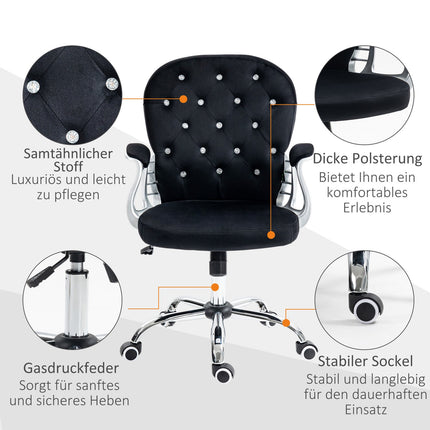 Black Velvet Office Chair – Swivel, adjustable, padded chair