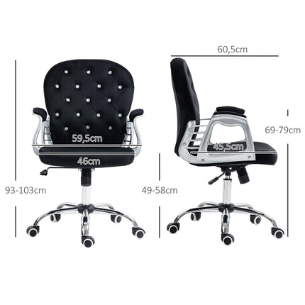 Black Velvet Office Chair – Swivel, adjustable, padded chair