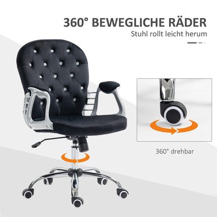Black Velvet Office Chair – Swivel, adjustable, padded chair