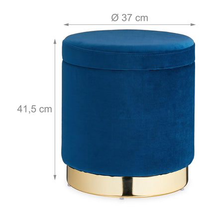 Velvet stool with storage Blue