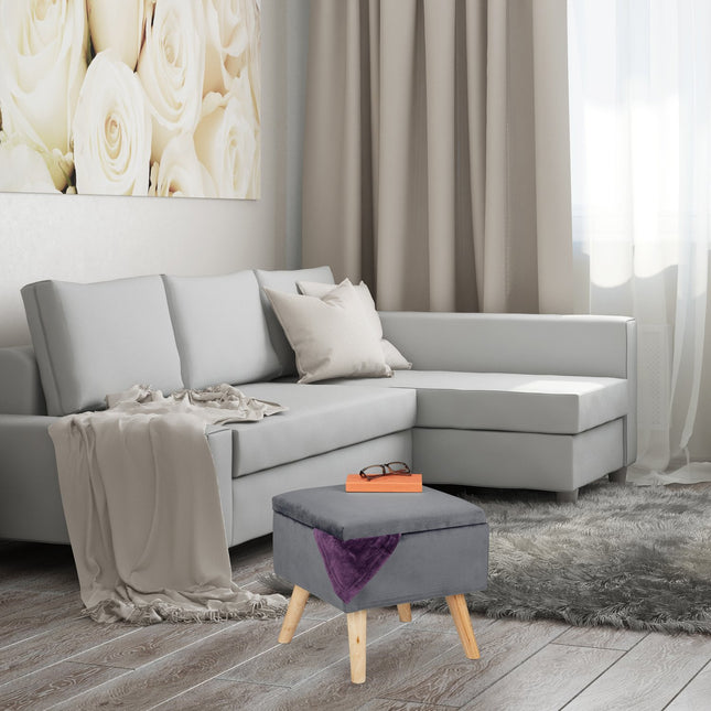Velvet stool with storage