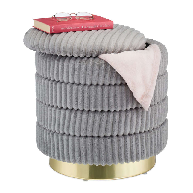 Velvet stool with storage gray