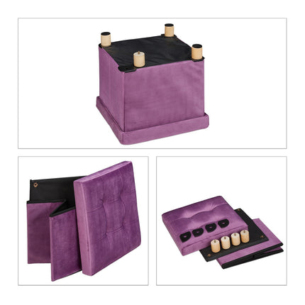 Velvet stool with tray