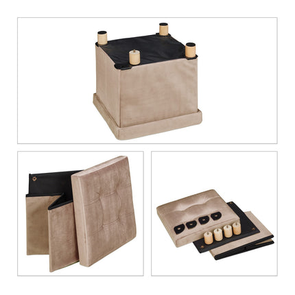 Velvet stool with tray