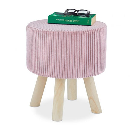 Velvet stool with wooden legs