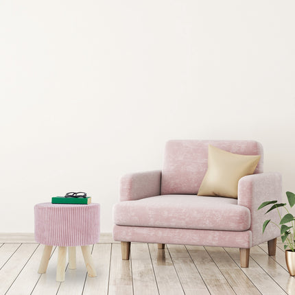Velvet stool with wooden legs