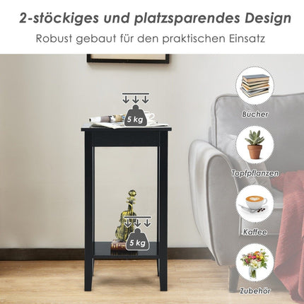 Versatile 2 Tier Tall Side Table Rectangular Coffee Table Black