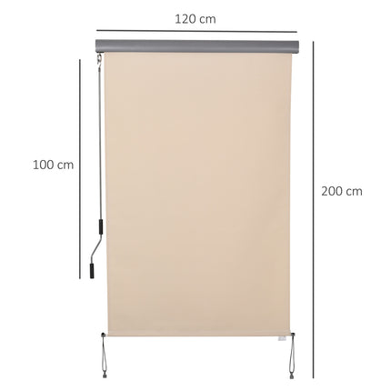 Creamy white Balcony awning - Hand crank, Wind protection, 120x200 Cm