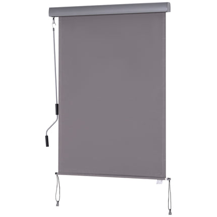 Balcony awning with hand crank, grey, 100x140cm, wind and privacy protection