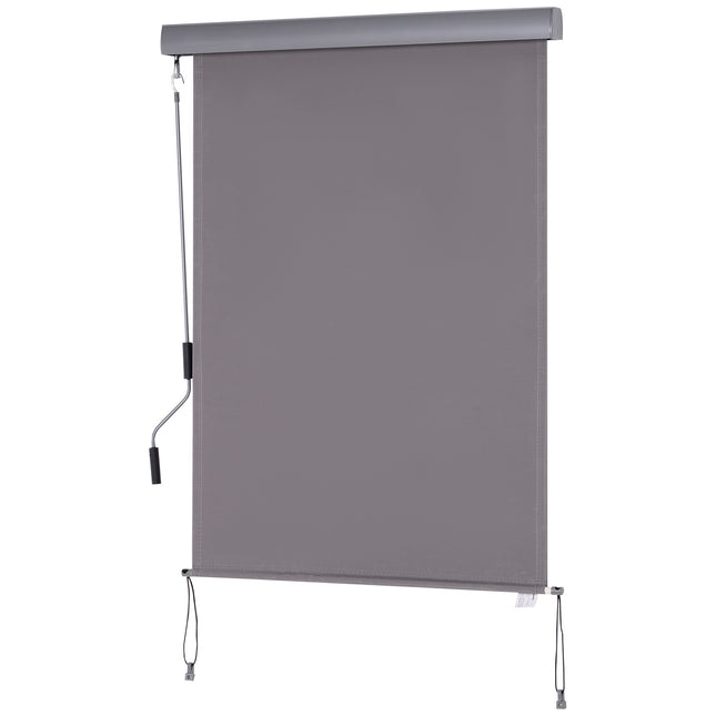 Balcony awning with hand crank, grey, 100x140cm, wind and privacy protection