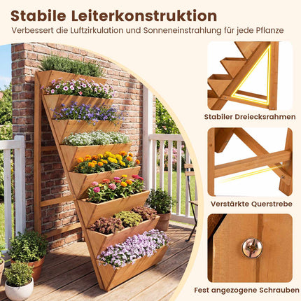 Vertical Garden Bed with 8 Tiers, Fir Wood, Orange