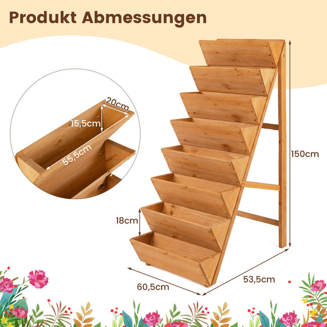 Vertical Garden Bed with 8 Tiers, Fir Wood, Orange
