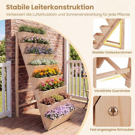 Vertical Garden Bed with 8 Tiers, Fir Wood Planters