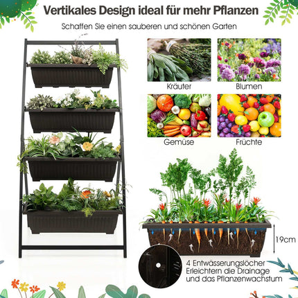 Vertical Garden Planter, 4-Tier with Drainage Holes