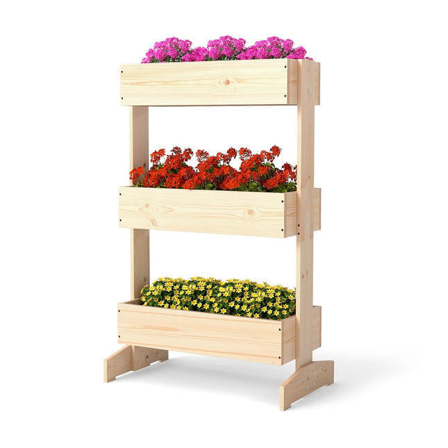 Vertical Garden Planter with 3 Tiers, Pine Wood, 69x39x109 cm