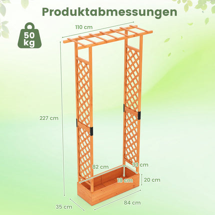 Vertical Planter Box with Trellis and Hanging Roof, Orange