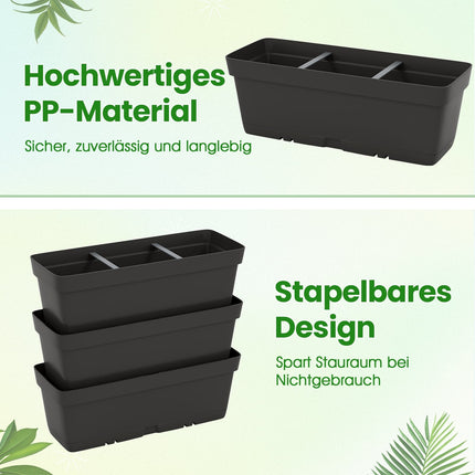 Vertical Planter Set with Drainage, 6 Black Boxes