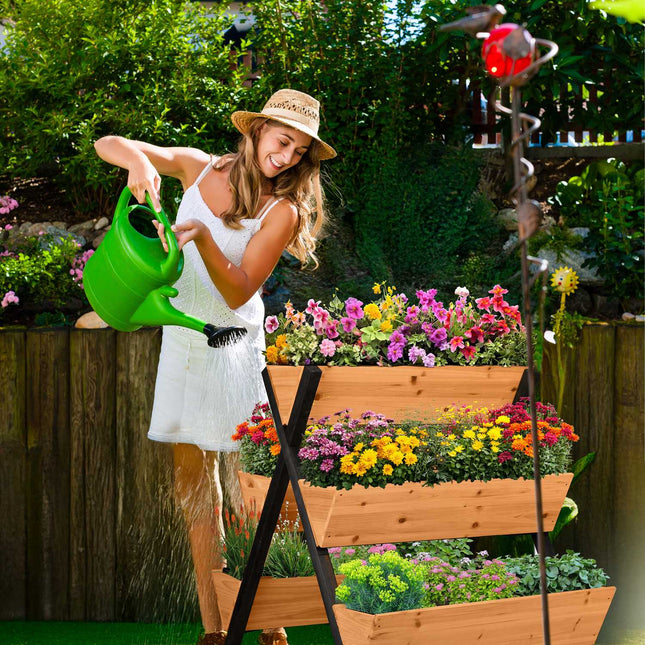 Vertical Raised Garden Bed with 5 Fir Wood Planters