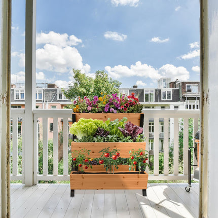 Vertical Raised Garden Bed with 5 Fir Wood Planters