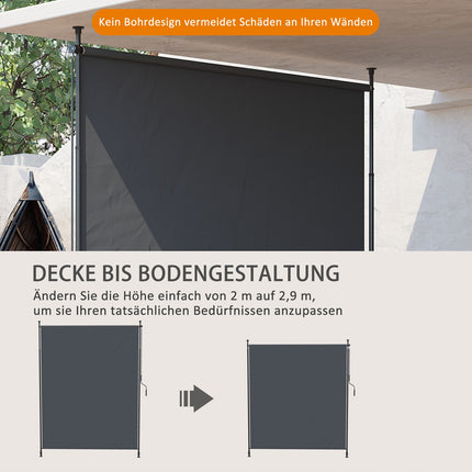 Vertical Awning 200x292 cm, Adjustable Gray Aluminium