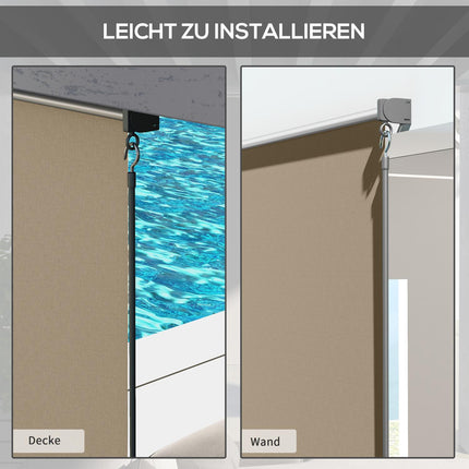 Beige Blackout Outdoor roller blind, 183 x 185 cm, Privacy screen