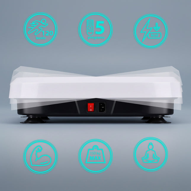 Platforma wibracyjna z taśmami oporowymi, Bluetooth, 5 programów