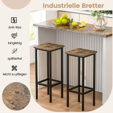 Vintage Bar Stools Set of 4, 100kg Capacity, 72cm Seat Height