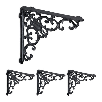 Vintage Cast Iron Shelf Brackets, Set of 4, 90° Angle