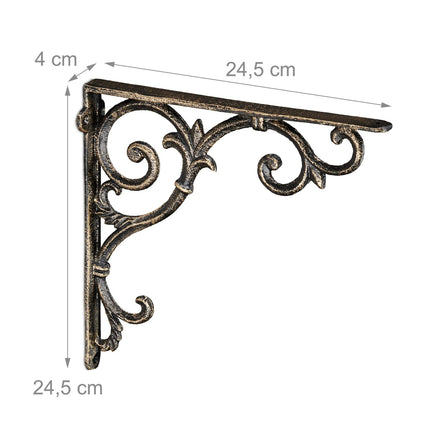 Vintage Cast Iron Shelf Brackets, Set of 4, 90 Angle
