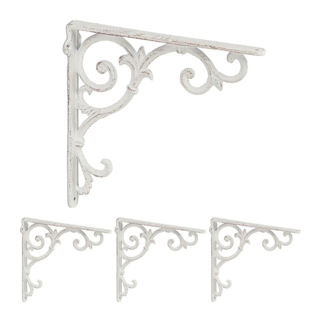 Vintage Cast Iron Shelf Brackets, Set of 4