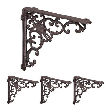 Vintage Cast Iron Shelf Brackets, Set of 4