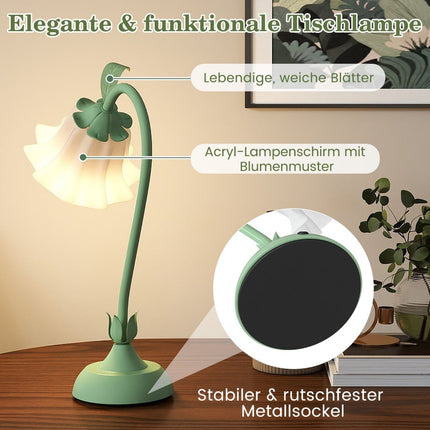 Vintage Nightstand Lamp with Lily of the Valley Shade