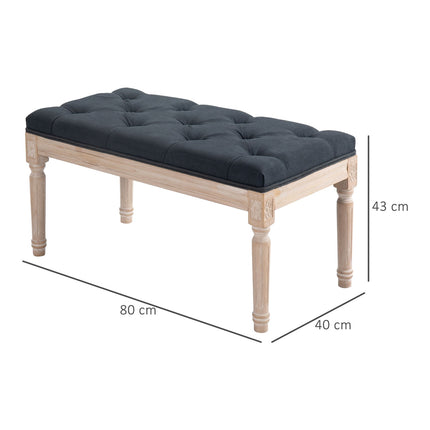Dark gray upholstered bench - 80x40x43 cm, linen, 120 kg capacity