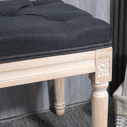 Dark gray upholstered bench - 80x40x43 cm, linen, 120 kg capacity