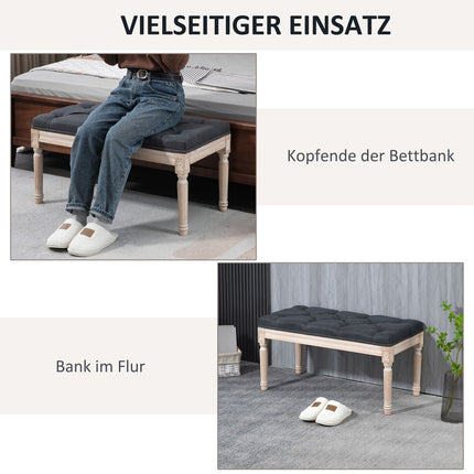Dark gray upholstered bench - 80x40x43 cm, linen, 120 kg capacity