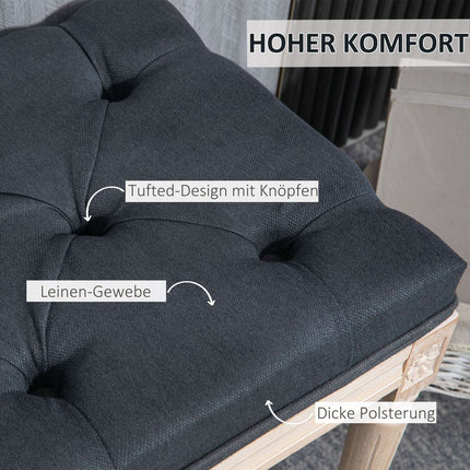 Dark gray upholstered bench - 80x40x43 cm, linen, 120 kg capacity