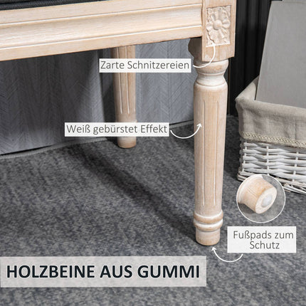 Dark gray upholstered bench - 80x40x43 cm, linen, 120 kg capacity