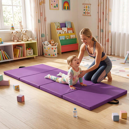 Violet Foldable Gym Mat 240x120cm with Handles