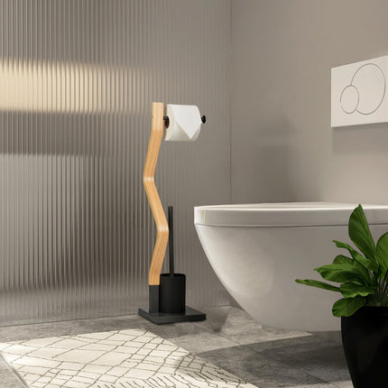 WC chair in gray &amp; wood look