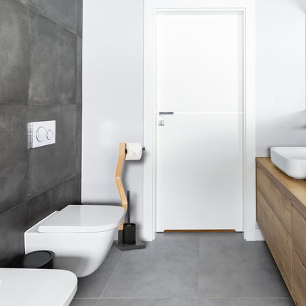WC chair in gray &amp; wood look