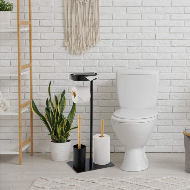 WC chair with shelf in bamboo and iron