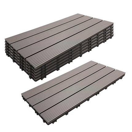 WPC Interlocking Floor Tiles 60x30 cm, Non-Slip, Weatherproof