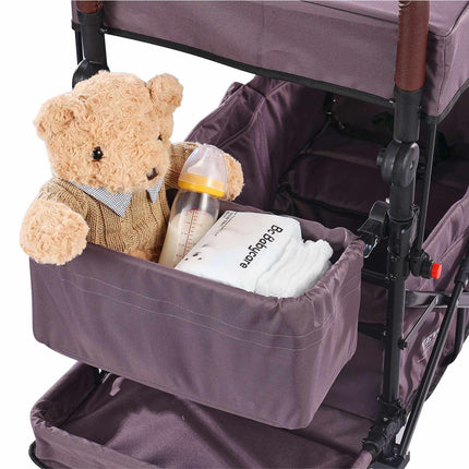 Wagon Stroller for 2 Kids, Push-Pull, Canopy, Brakes