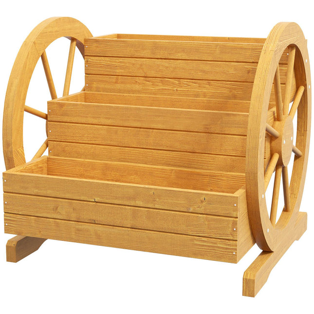 Wooden cart wheels Flower box, 3 levels, water-repellent