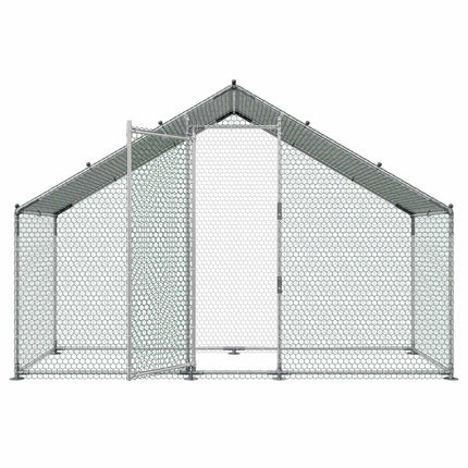 Walk-In Chicken Coop 3 x 1 x 2 m, Galvanized Steel Run
