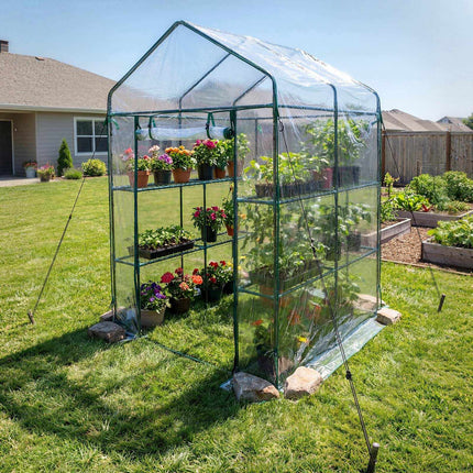 Walk-In Greenhouse 137x137x196 cm, PVC Cover, 10 Shelves