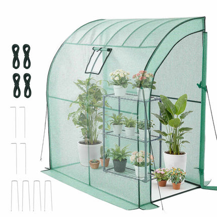 Walk-In Greenhouse 198 x 100 x 200 cm, PE Cover, 3-Tier Shelf