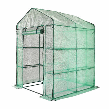Walk-In Greenhouse 4.6x4.6x6.6 ft, 4-Shelf, PE Cover