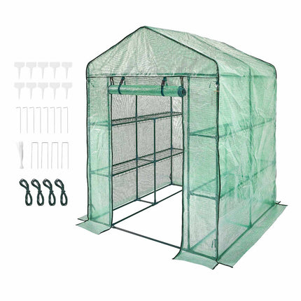 Walk-In Greenhouse 4.6x4.6x6.6 ft, 4-Shelf, PE Cover