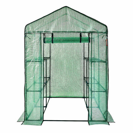 Walk-In Greenhouse 4.6x4.6x6.6 ft, 4-Shelf, PE Cover